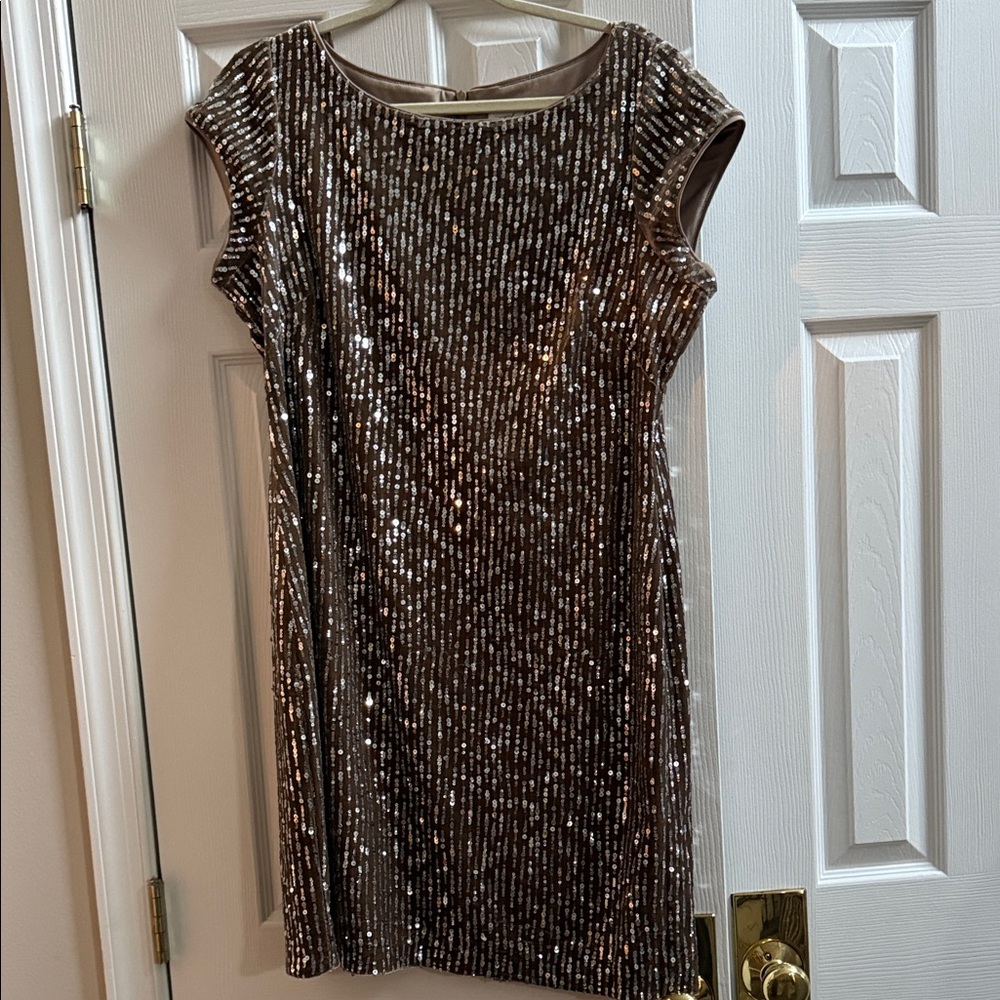 Eliza J Sequin Mini Dress in Gold and Silver